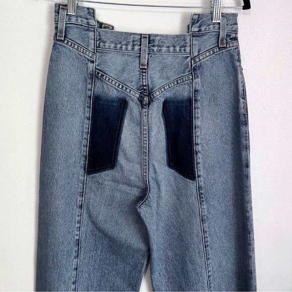 NWT AGOLDE PIECED ANGLED JEANS IN MATRIX PATWORK DENIM - 27 - Picture 5 of 15